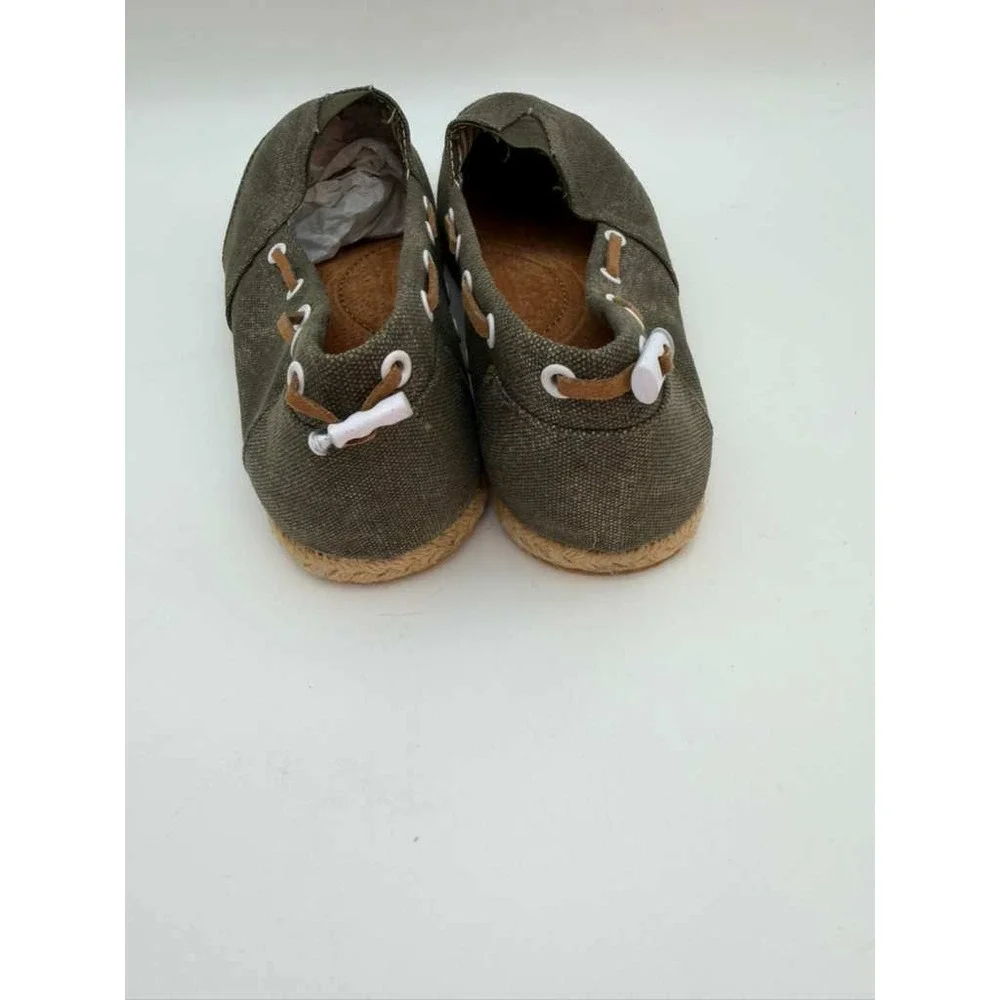 Slip-On Canvas Espadrille Shoes Lightweight Flat Women -‎ Khaki - Size 39 US 8.5